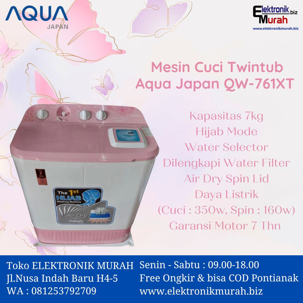 AQUA - MESIN CUCI TWIN TUB/MANUAL 07KG - QW-761XT(PK)