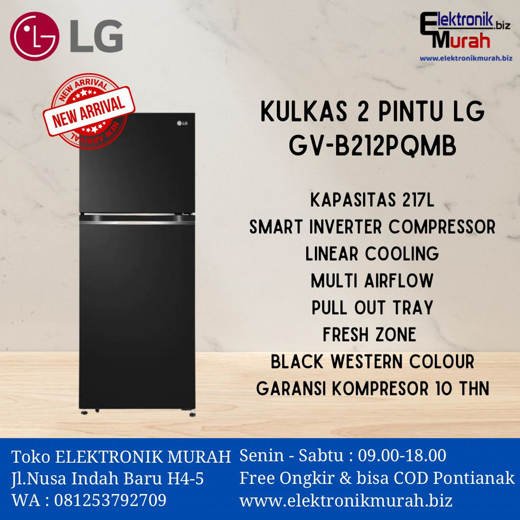 LG - KULKAS 2 PINTU SMALL (217L) - GV-B212PQMB*