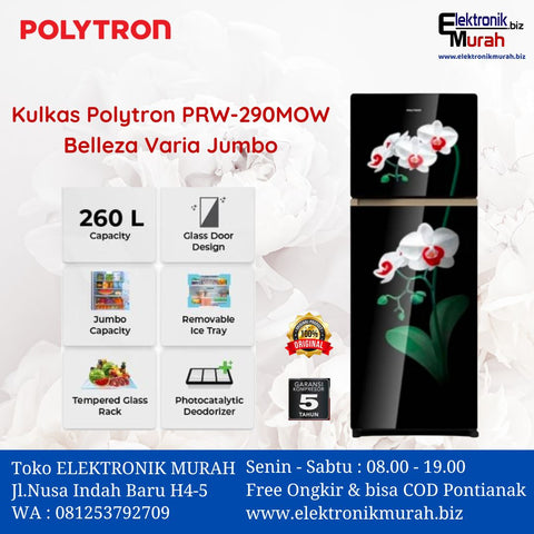 POLYTRON - KULKAS 2 PINTU (260L)- PRW-29MOW