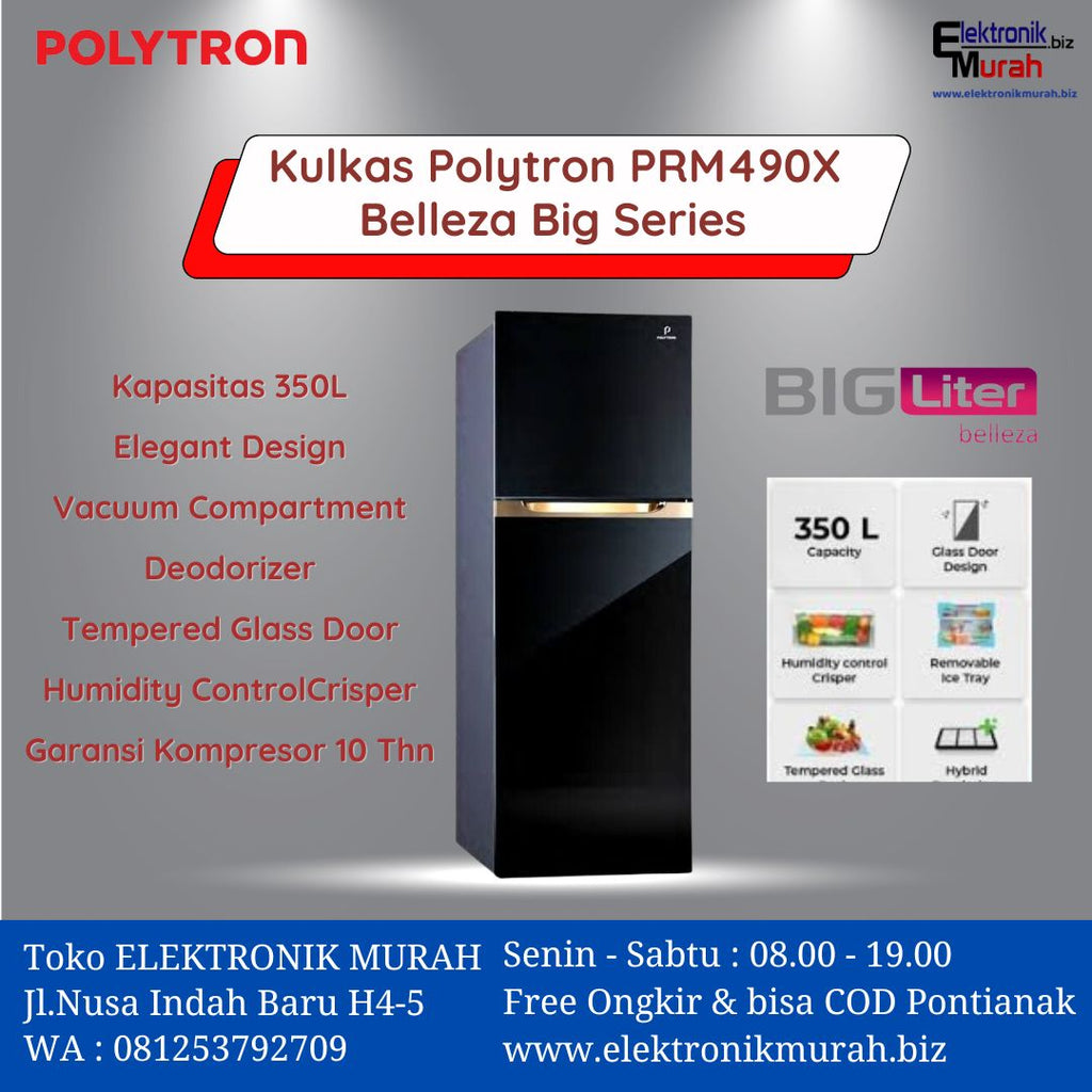 POLYTRON - KULKAS 2 PINTU BIG (350L) - PRM-490X