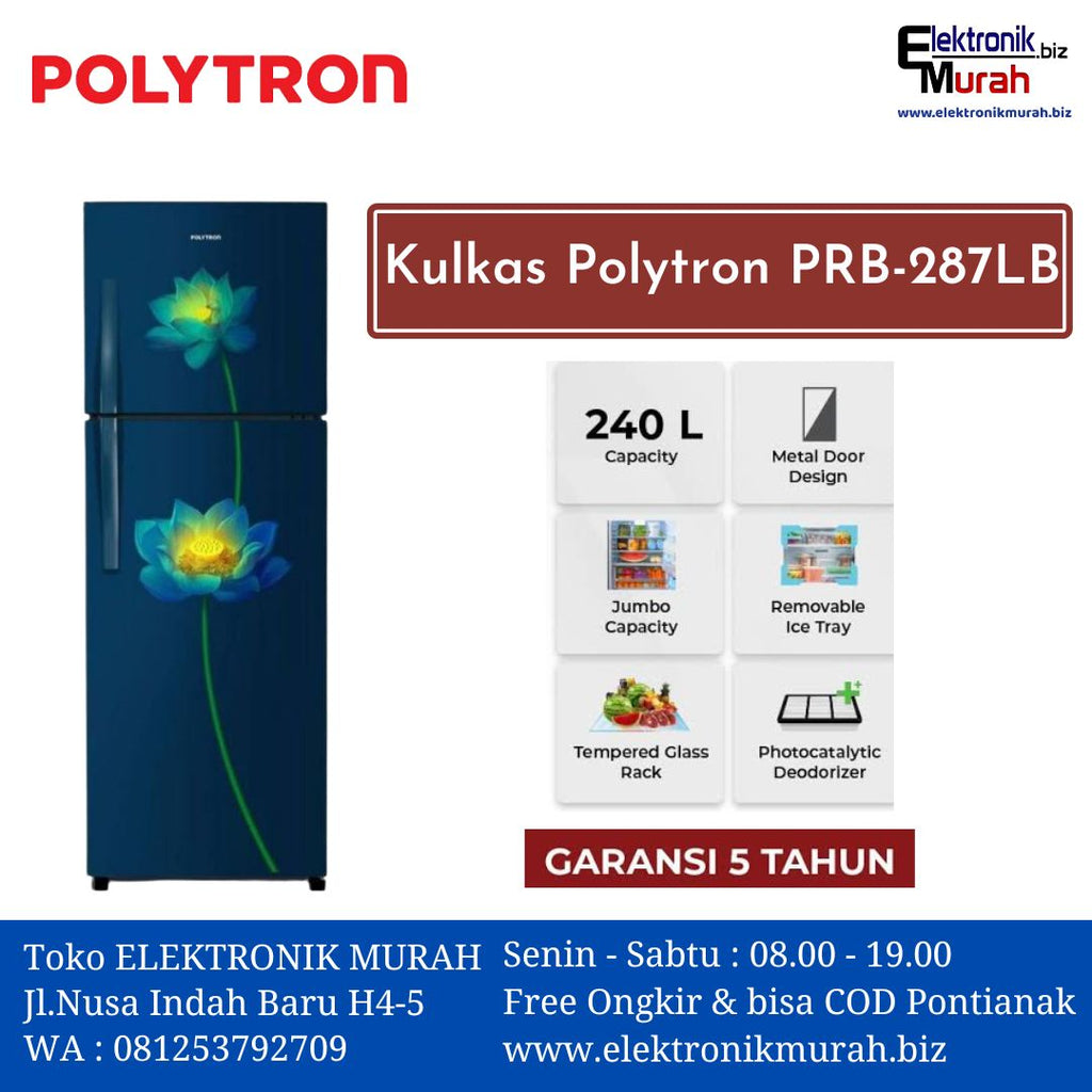 POLYTRON - KULKAS 2 PINTU SMALL (240L) - PRB-287LB