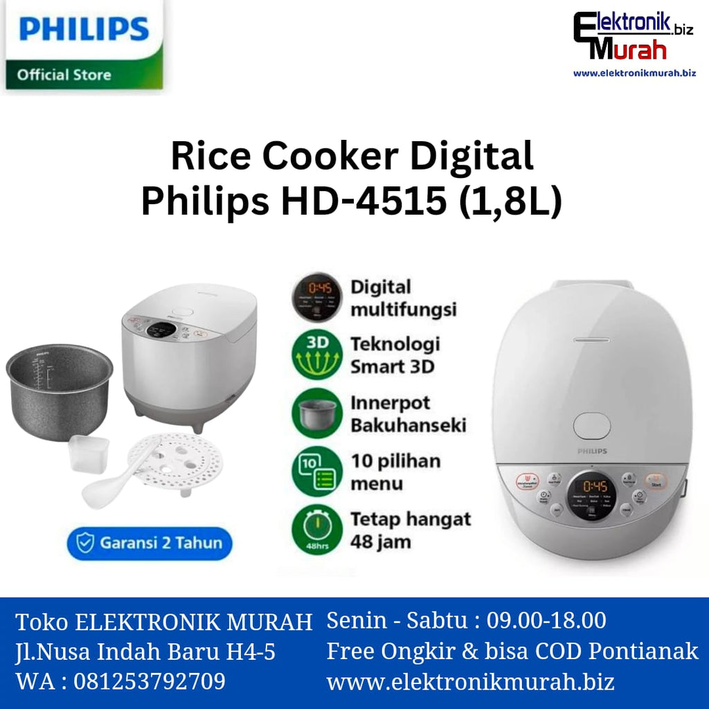 PHILIPS - RICE COOKER DIGITAL 1.8Liter - HD 4515 ABU-ABU